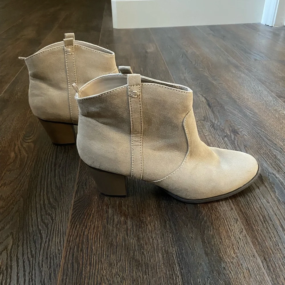 Tan suede booties